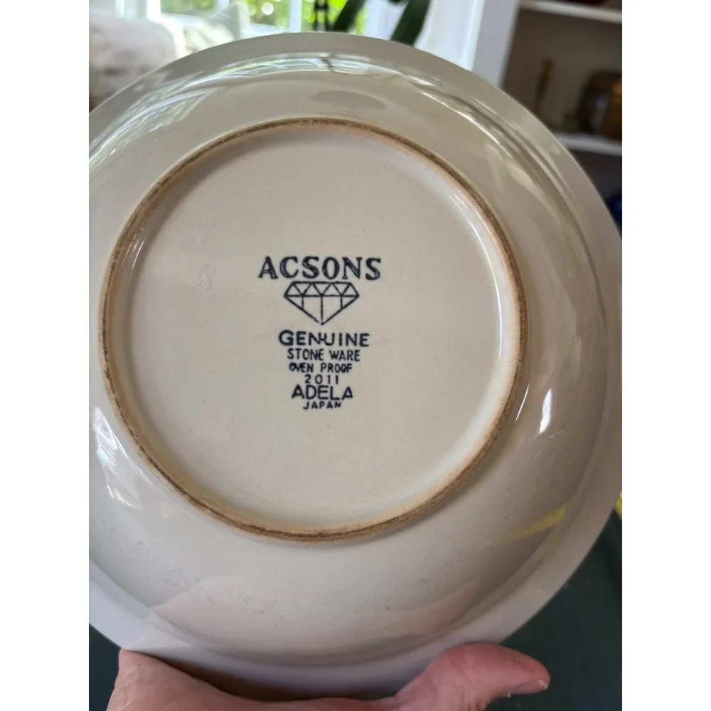 Acsons Adela 2011 Stoneware Serving Bowl Japan Floral Crocus Vintage 9 Inch